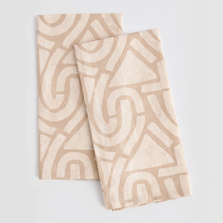 "Antique" - Tea Towel in Sand by Iveta Angelova - Tea Towel Pair