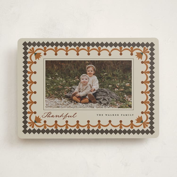 "Vintage folk border" - Thanksgiving Cards in Pumpkin by Maja Cunningham - Front