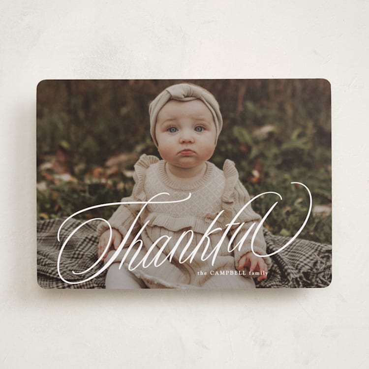 "Thankful" - Thanksgiving Cards in Marshmallow by Lea Delaveris - Front