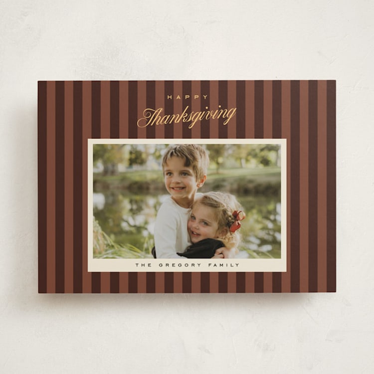 "Autumn Stripes" - Thanksgiving Cards in Apple Cider by Ekko Studio - Front