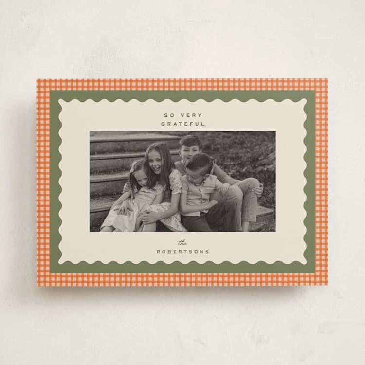 "gingham layers" - Thanksgiving Cards in Olive by Ellen Schlegelmilch - Front