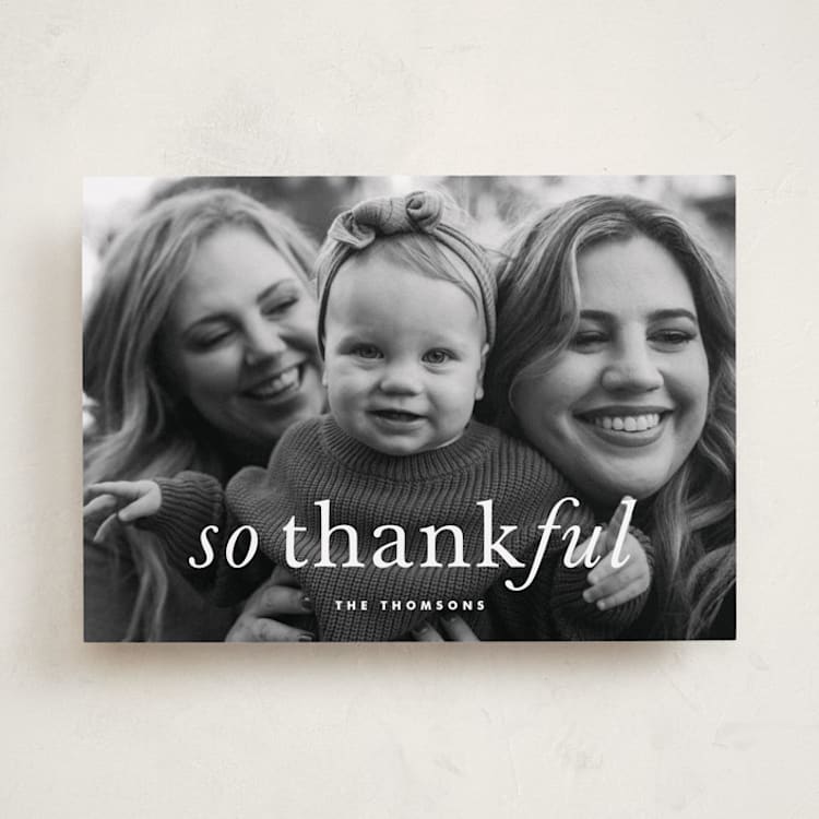 "Emphasized Thanks" - Thanksgiving Cards in Snow by Kimberly FitzSimons - Front