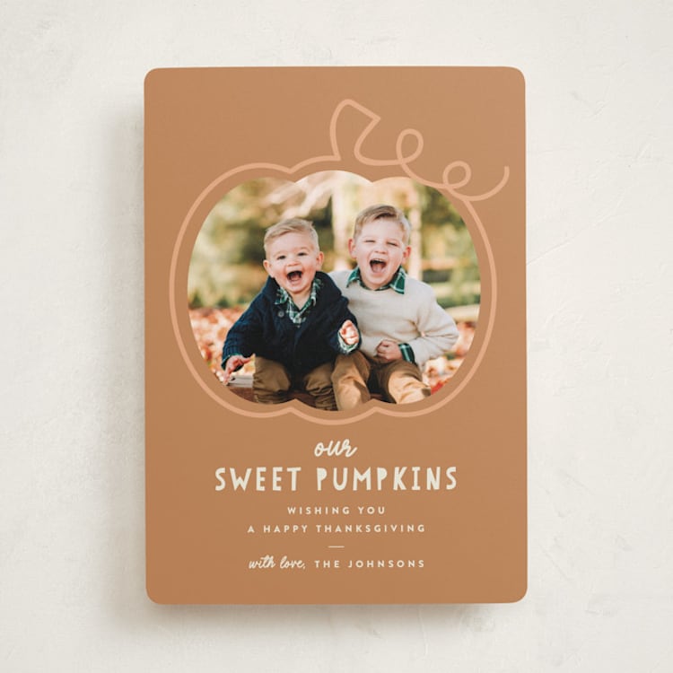 "Sweet Pumpkins" - Thanksgiving Cards in Brick by Louise Kay - Front