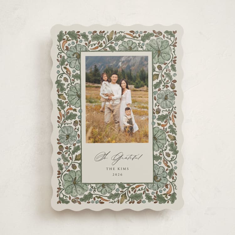 "Harvests" - Thanksgiving Cards in Turquoise by Jen Owens - Front
