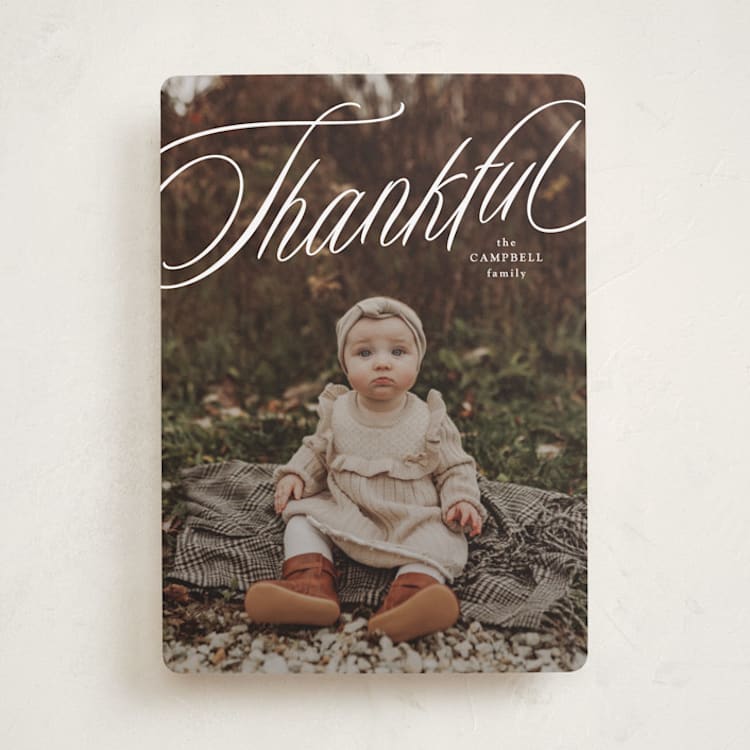 "Thankful" - Thanksgiving Cards in Marshmallow by Lea Delaveris - Front