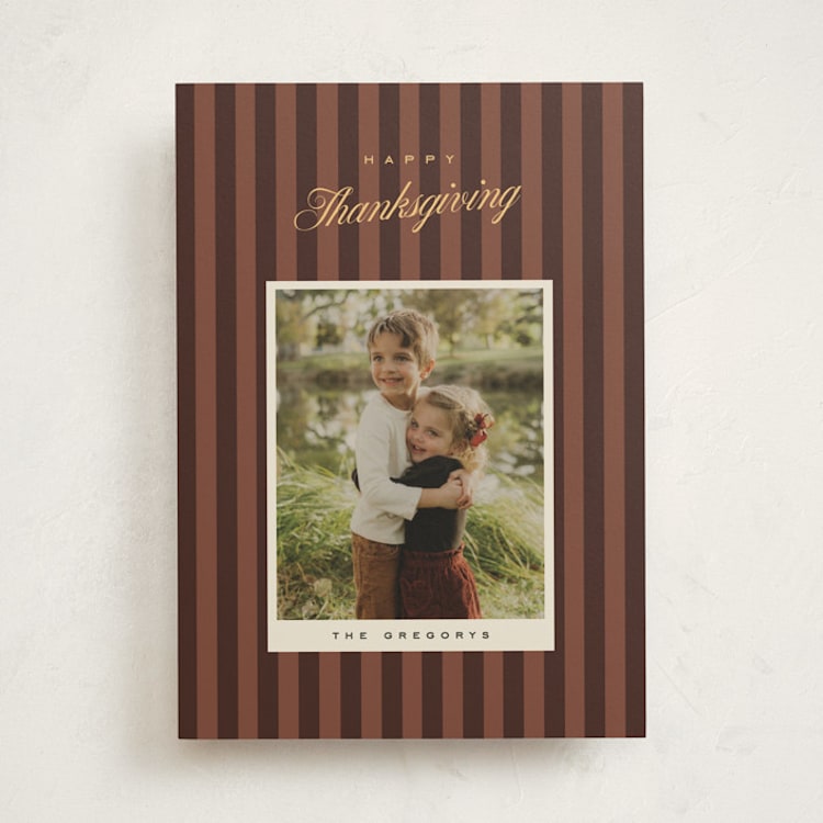 "Autumn Stripes" - Thanksgiving Cards in Apple Cider by Ekko Studio - Front