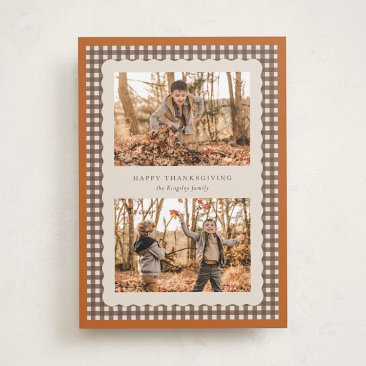 "Gingham" - Thanksgiving Cards in Cinnamon by Heather Schertzer - Front