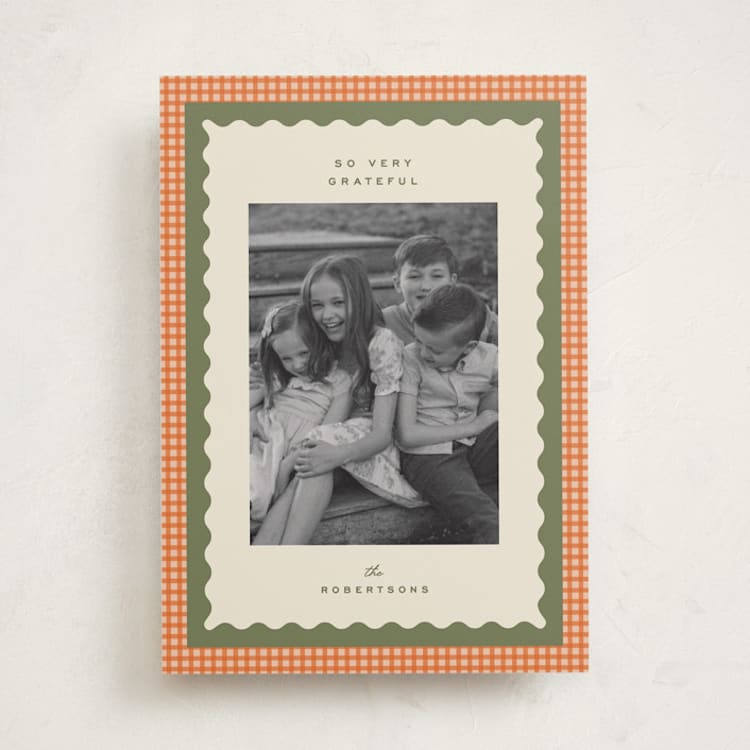 "gingham layers" - Thanksgiving Cards in Olive by Ellen Schlegelmilch - Front