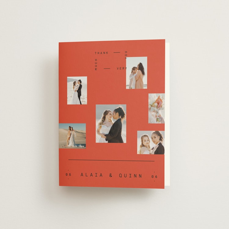 "Alaia" - Folded Wedding Thank You Cards in Verona Sunset by Blustery August - Front