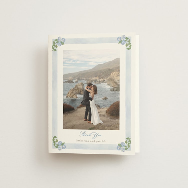 "Pillowy border" - Folded Wedding Thank You Cards in Ocean by Creo Study - Front
