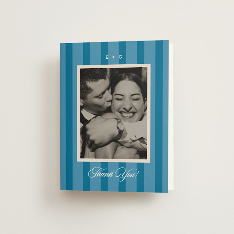 "The Emma" - Folded Wedding Thank You Cards in Cerulean by Kristie Kern - Front