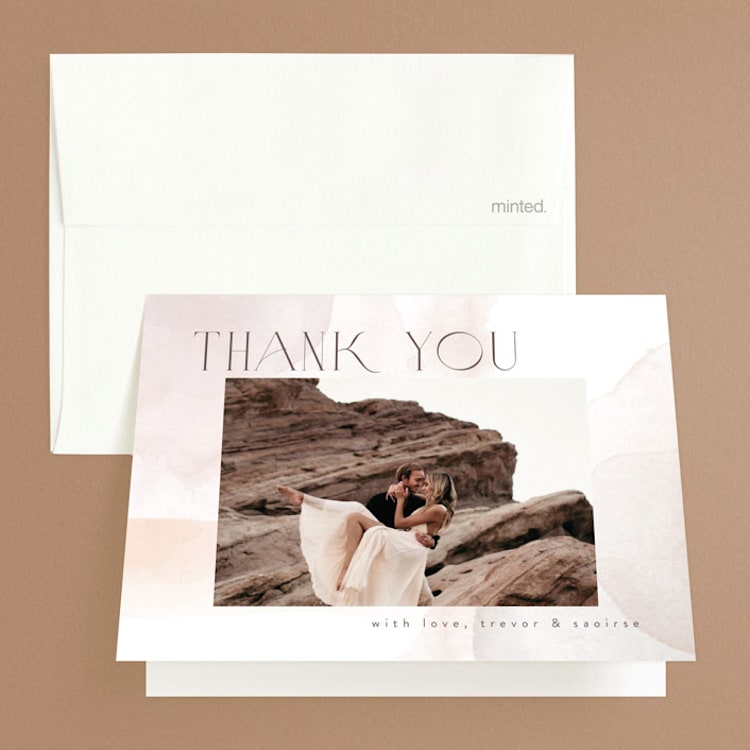"kirsch" - Folded Wedding Thank You Cards in Sand by chocomocacino - Front