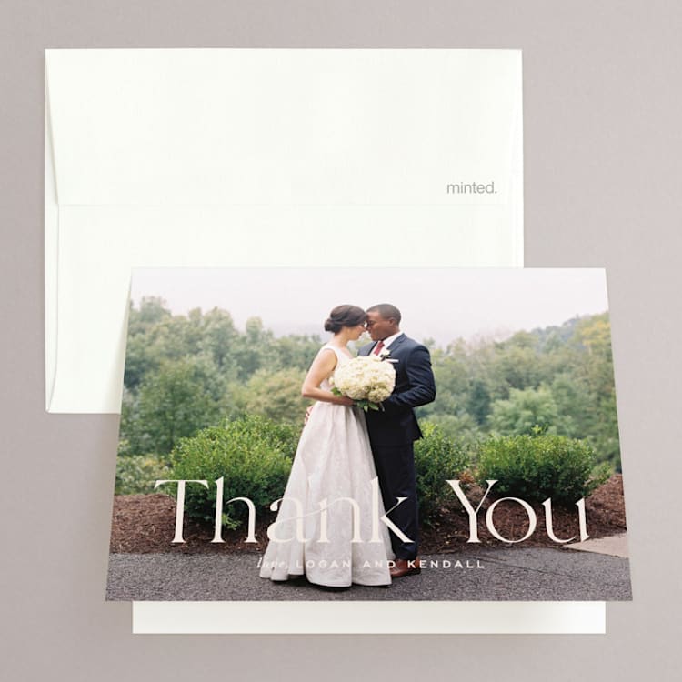 "Ivy" - Folded Wedding Thank You Cards in Ecru by Carly Reed Walker - Front