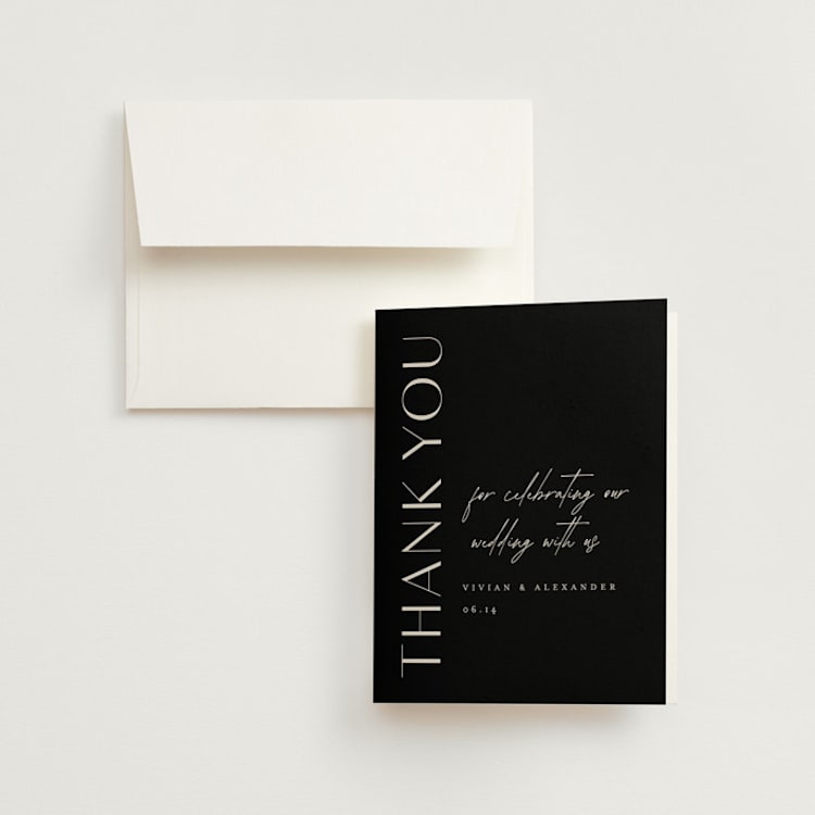 "Ascent" - Folded Wedding Thank You Cards in Ecru by Erica Krystek - Front