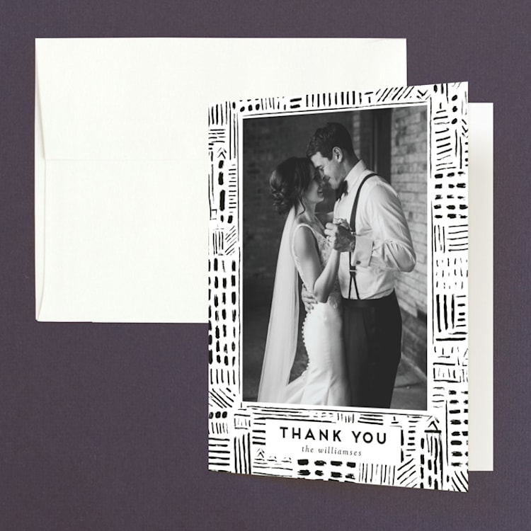 "Love In The City" - Folded Wedding Thank You Cards in Pearl by Shiny Penny Studio - Front