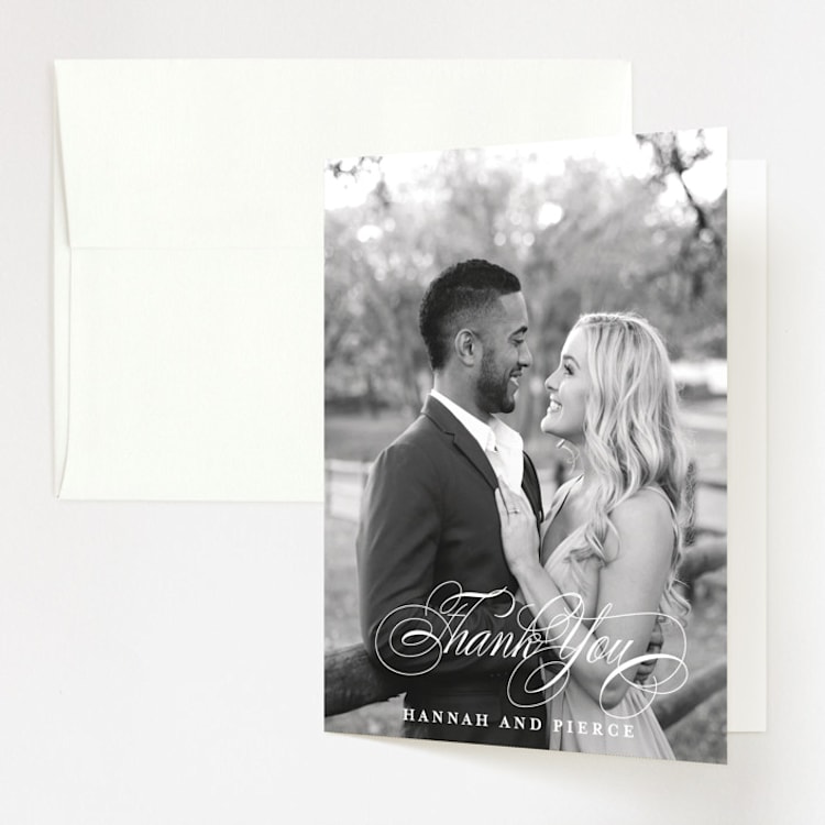 "Traditional" - Folded Wedding Thank You Cards in Navy by lena barakat - Front