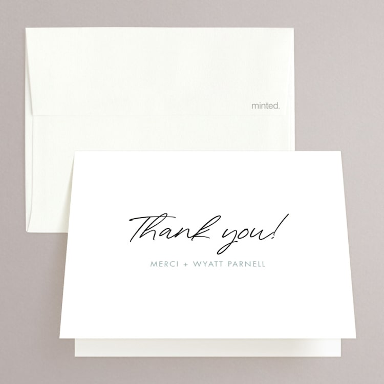 "Postale" - Folded Wedding Thank You Cards in Ebony by Ann Gardner - Front