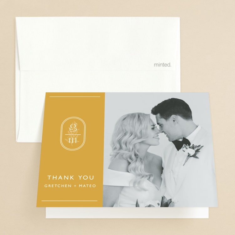 "goldfinch" - Folded Wedding Thank You Cards in Sunshine by Lindsay Stetson Thompson - Front
