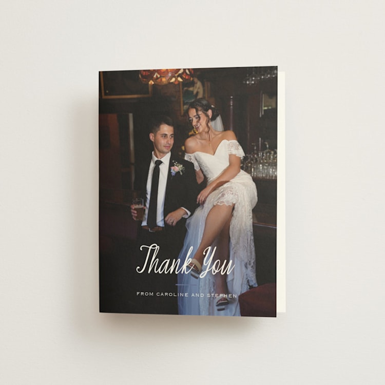 "Deluxe" - Folded Wedding Thank You Cards in Blueberry by Carolyn MacLaren - Front