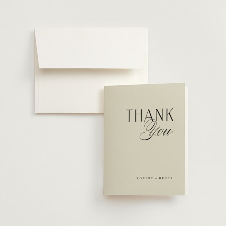 "Elegant Type" - Folded Wedding Thank You Cards in Cream by Louise Kay - Front