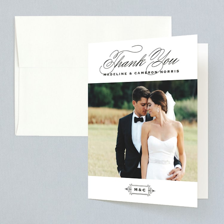 "Confection" - Folded Wedding Thank You Cards in Cloud by Jill Means - Front