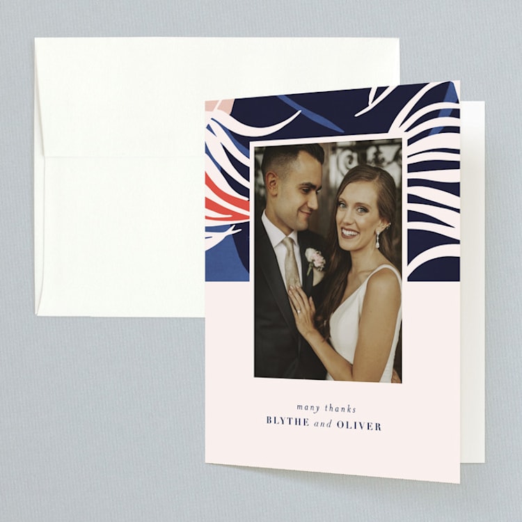 "Acapulco" - Folded Wedding Thank You Cards in Indigo by Angela Marzuki - Front