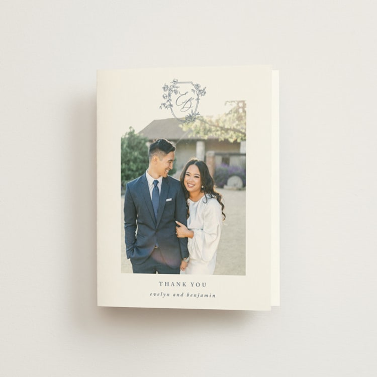 "Close to my Heart" - Folded Wedding Thank You Cards in Twilight Whisper by Design Lotus - Front
