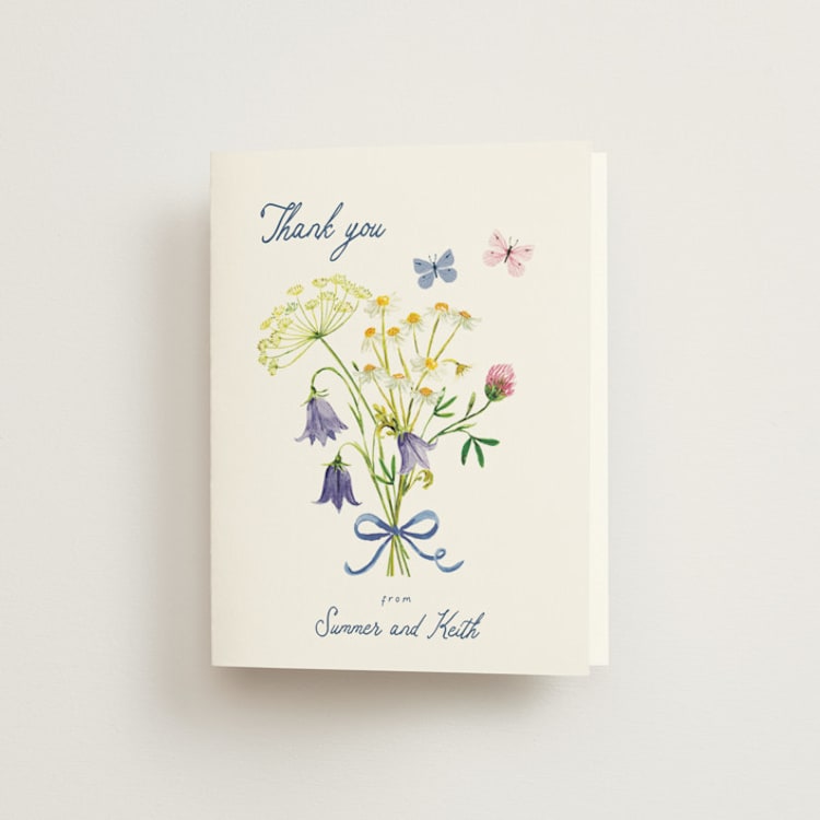 "Wildflower Romance" - Folded Wedding Thank You Cards in Ivory by frau brandt - Front