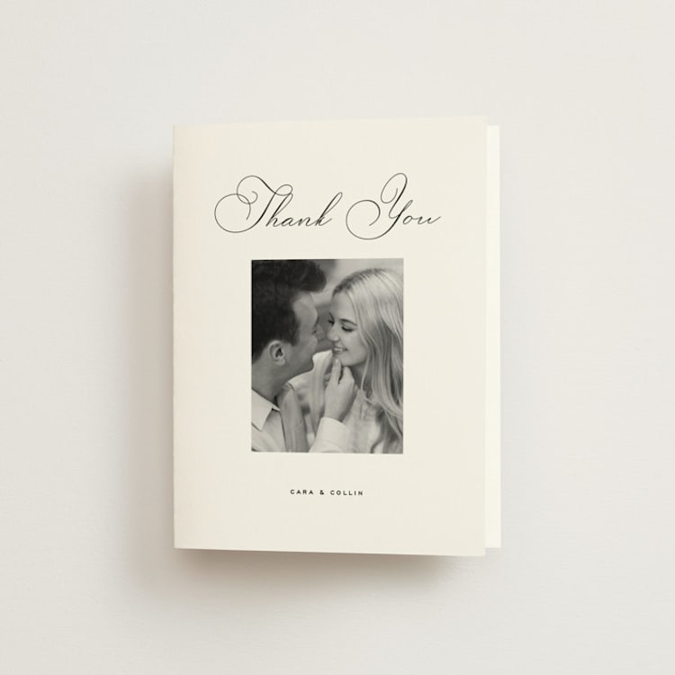 "Limelight" - Folded Wedding Thank You Cards in Linen by Olivia Kanaley Inman - Front