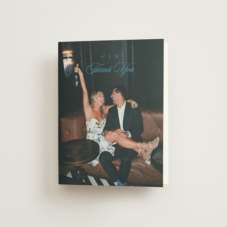 "Gwenyth" - Folded Wedding Thank You Cards in Neptune by Kristie Kern - Front