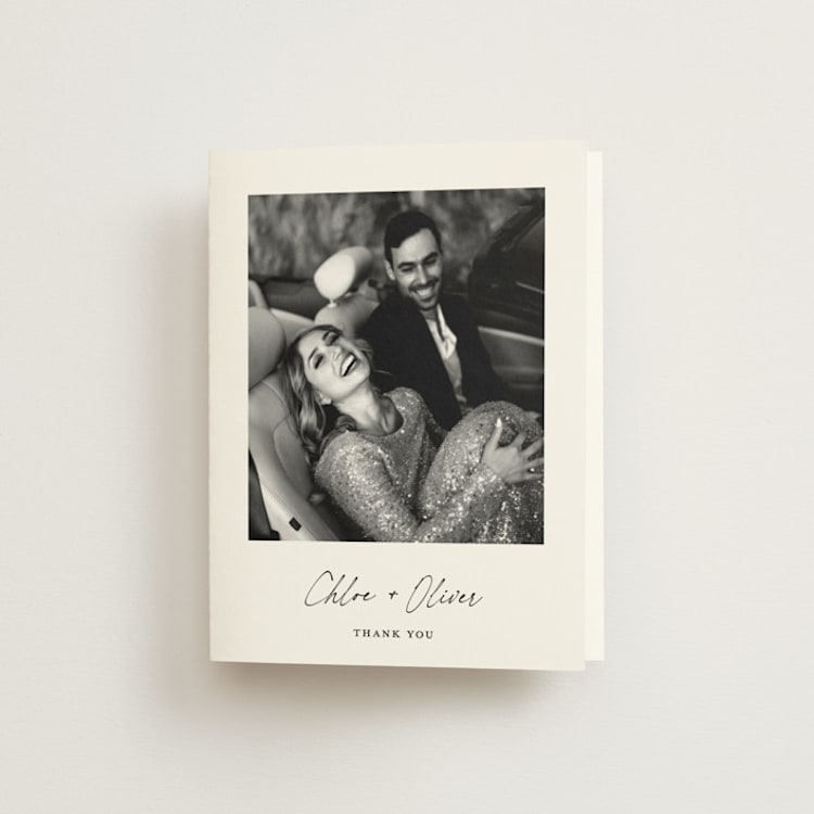 "Modern Classic" - Folded Wedding Thank You Cards in Jasmine by Pippa Shaw - Front