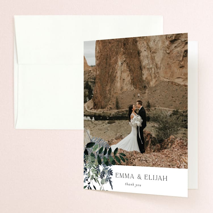 "On and On" - Folded Wedding Thank You Cards in Botanical Bouquet by Design Lotus - Front