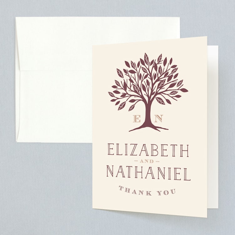 "Enchanted" - Folded Wedding Thank You Cards in Bark by Griffinbell Paper Co. - Front