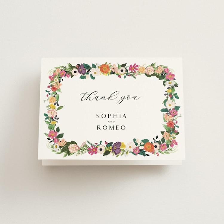 "Secret Garden" - Folded Wedding Thank You Cards in Daisy by Susan Moyal - Front