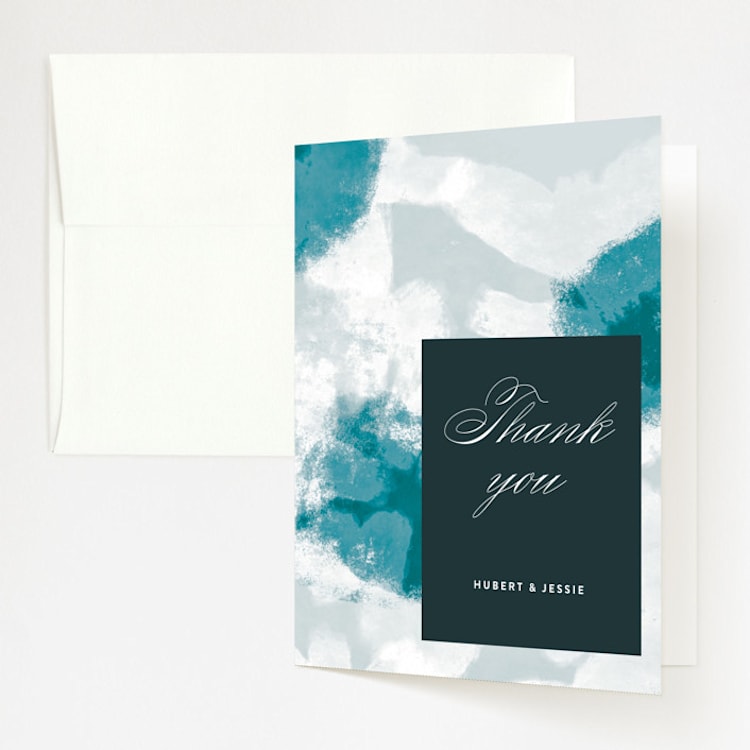 "Cotton Air" - Folded Wedding Thank You Cards in Seaside by Lea Velasquez - Front