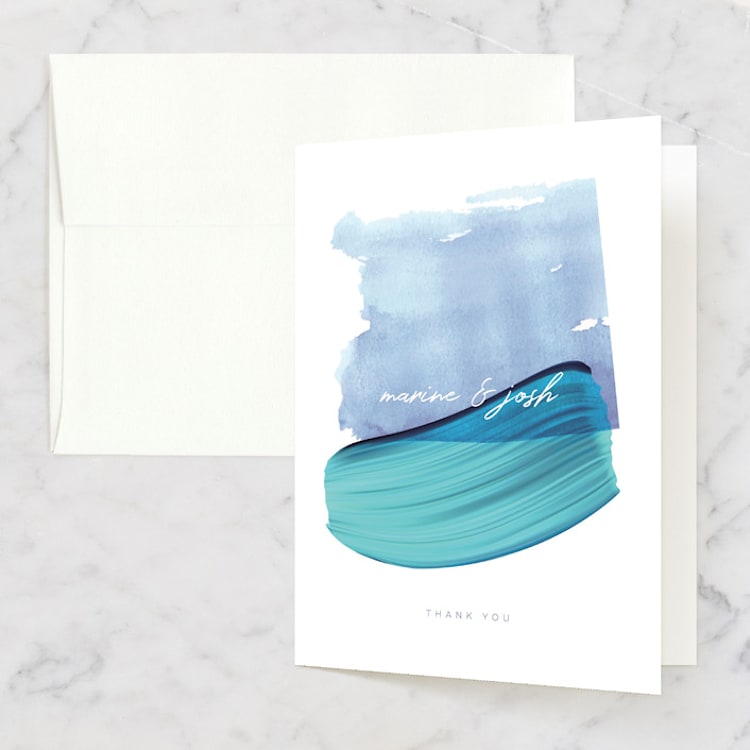 "Marine" - Folded Wedding Thank You Cards in Wave by kelli hall - Front