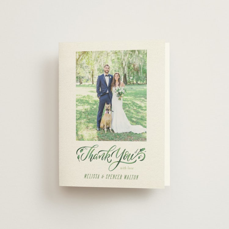 "Growing Ampersand" - Folded Wedding Thank You Cards in Ivory by Laura Bolter - Front