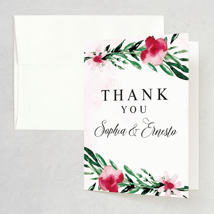 "Garden Party Joy" - Folded Wedding Thank You Cards in Blush by frances mathys - Front