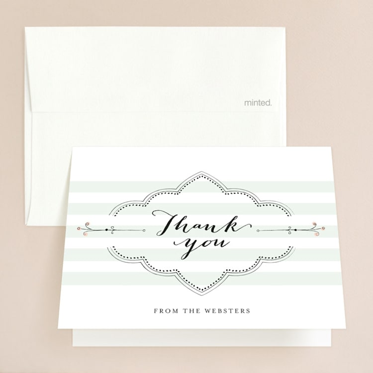 "Striped Sweet Nothings" - Folded Wedding Thank You Cards in Romantic by Tanya Lee of Frooted Design - Front