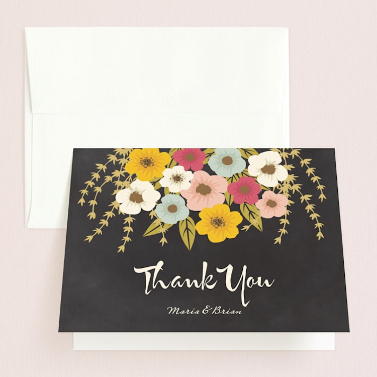 "Plentiful Blossoms" - Folded Wedding Thank You Cards in Soft Peach by Faith Harlow - Front