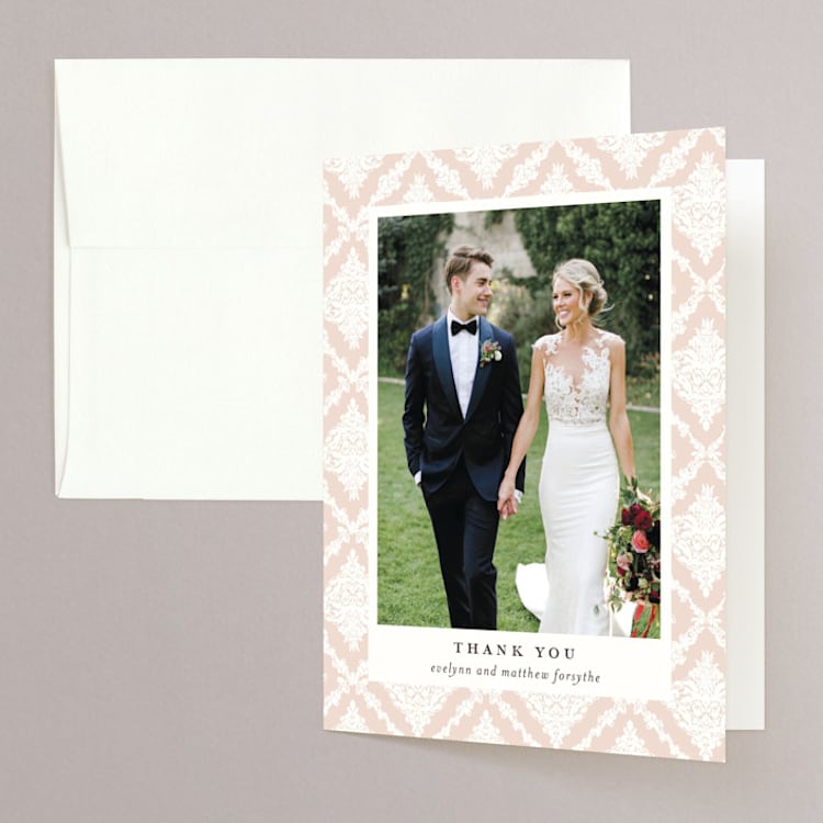 "French Roses" - Folded Wedding Thank You Cards in Blush by 2birdstone - Front