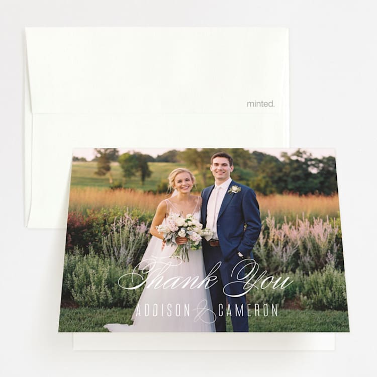 "Swoop" - Folded Wedding Thank You Cards in Midnight by Jen Banks - Front