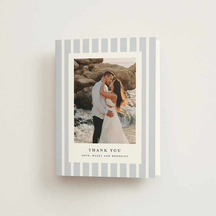 "melihrolo" - Folded Wedding Thank You Cards in Powder Blue by chocomocacino - Front
