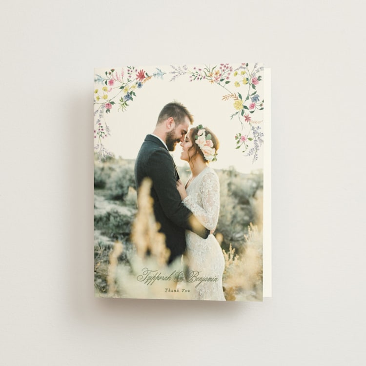 "whimsey floral" - Folded Wedding Thank You Cards in English Garden by Phrosné Barwood - Front