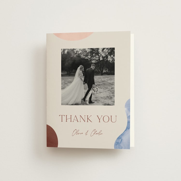 "Deconstruct" - Folded Wedding Thank You Cards in Coastal by Pixel and Hank - Front