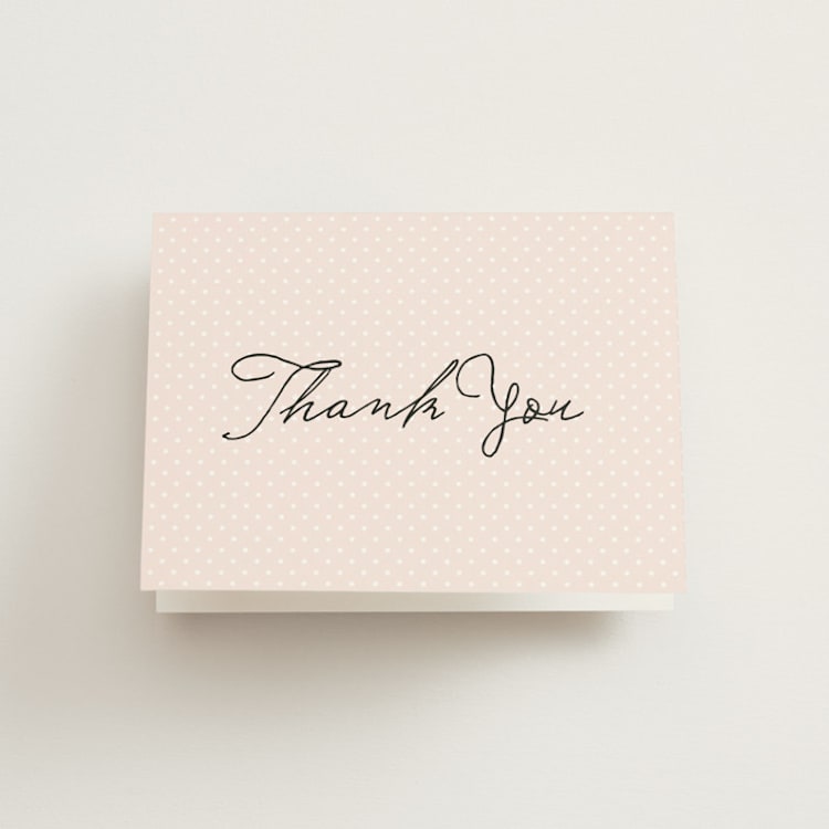 "Estate" - Folded Wedding Thank You Cards in Blush by Kim Dietrich Elam - Front