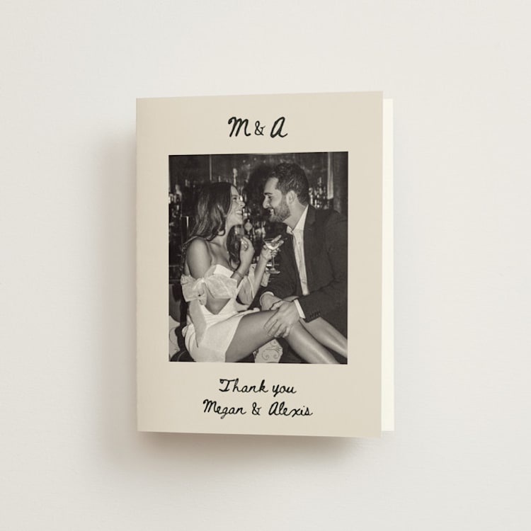 "simple monogram" - Folded Wedding Thank You Cards in Lace by Cass Loh - Front