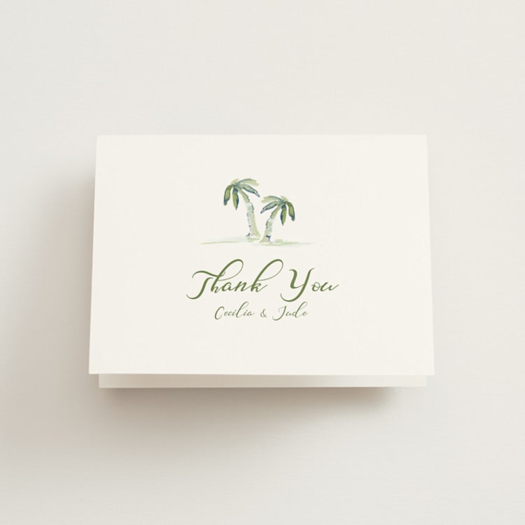 "Alento" - Folded Wedding Thank You Cards in Celeste by Pati Cascino - Front