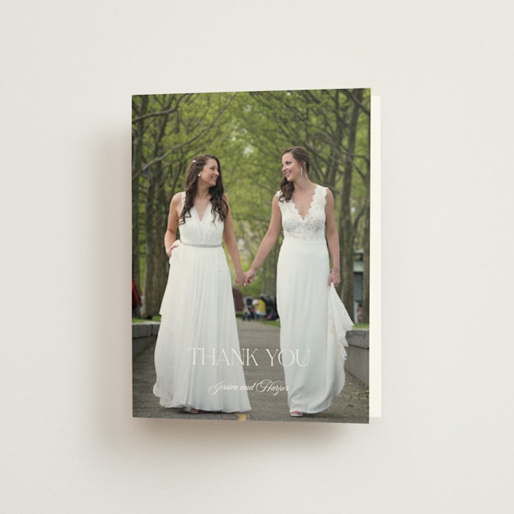 "Modern Romance" - Folded Wedding Thank You Cards in Obsidian by Jennifer Postorino - Front