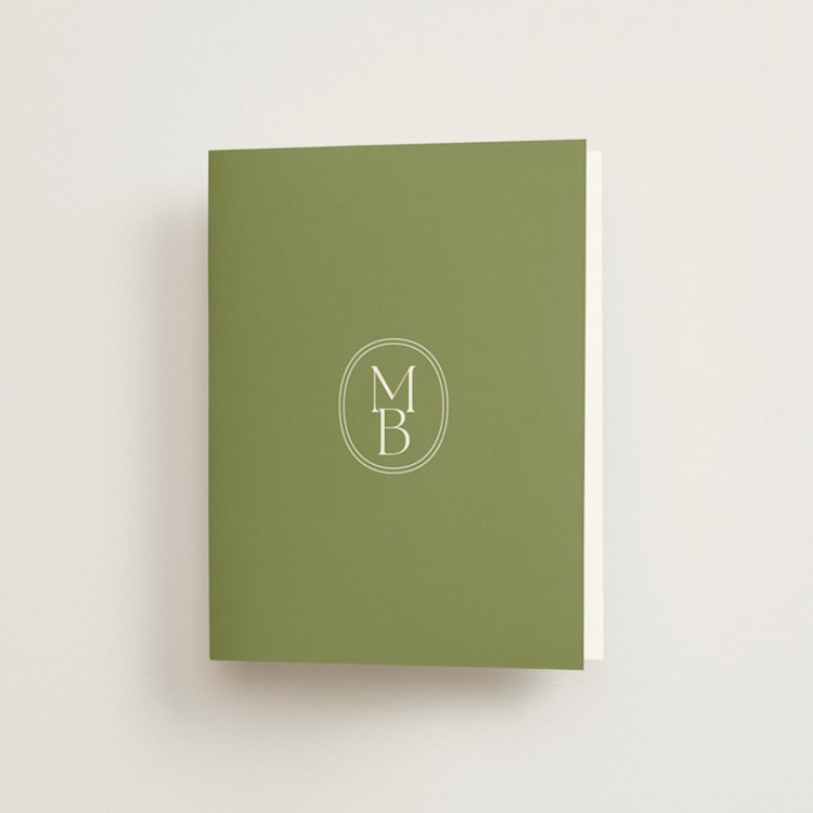 "Perriand" - Folded Wedding Thank You Cards in Moss by Megan Davis - Front